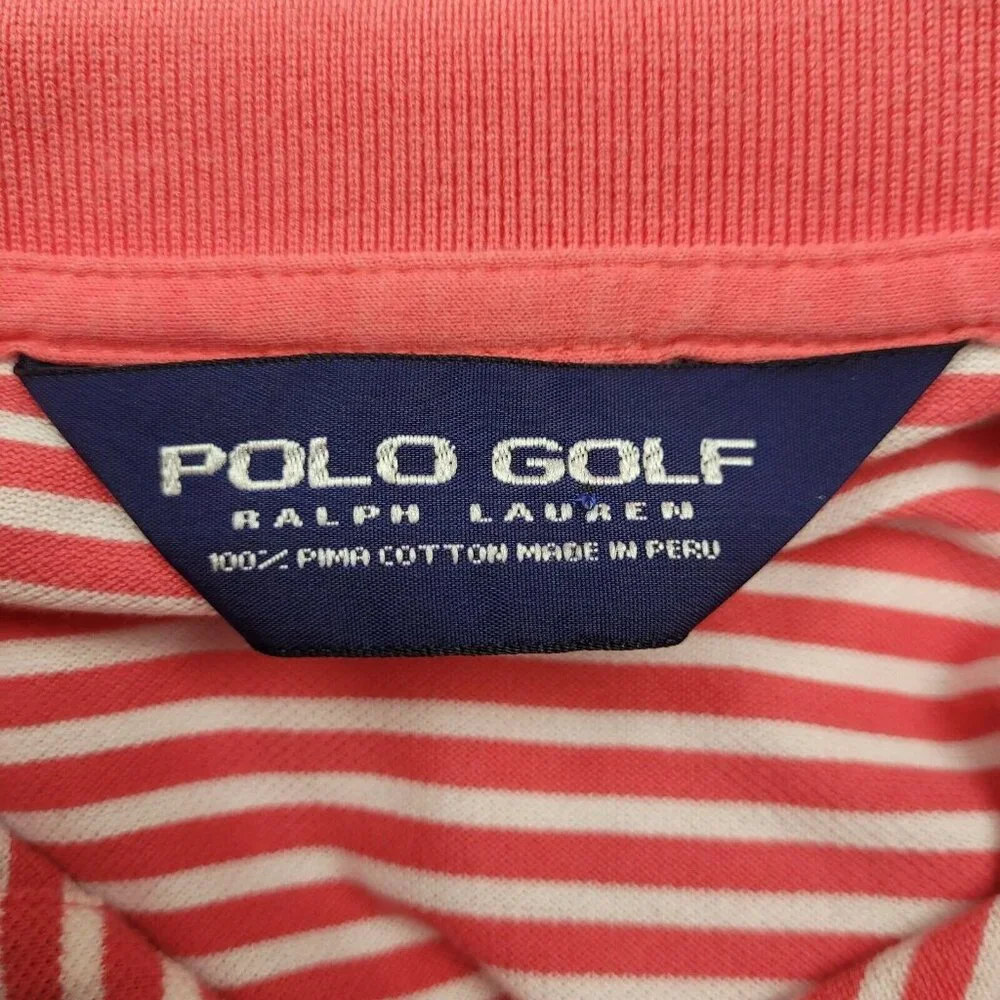 Ralph Lauren Polo Golf Short Sleeve Polo Shirt Men's Size XL Pink White Striped